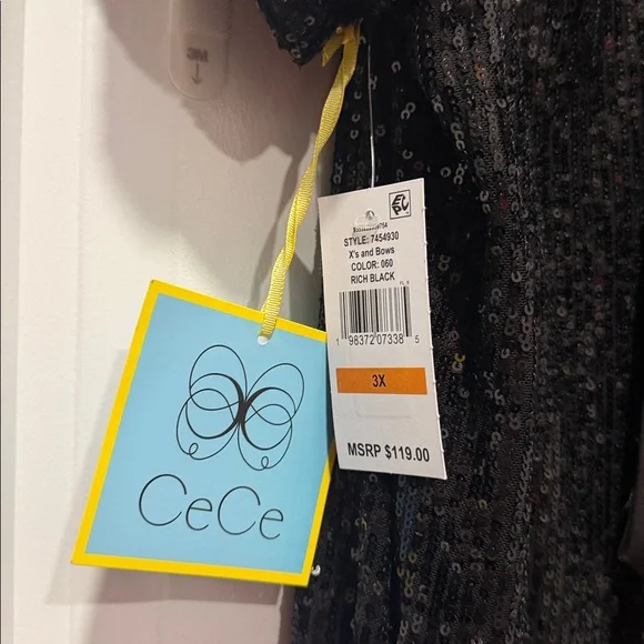 CeCe Black Sequin Short Sleeve Dress - Picture 3 of 3